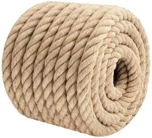 Jute Rope Heavy Duty - 1inch 50ft Thick Natural Twisted Manila Hemp Ropes Indoor and Outdoor Decorative Kits for Crafts Porch Swing Nautical Tug of War Deer Hunting Landscaping Jute Rope Heavy Duty - 1inch 50ft Thick Natural Twisted Manila Hemp Ropes Indoor and Outdoor Decorative Kits for Crafts Porch Swing Nautical Tug of War Deer Hunting Landscaping