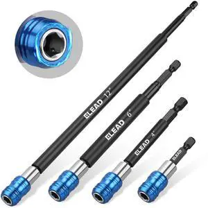 4-Piece 2", 4", 6", 12" Drill Bit Extension Set, Magnetic Screwdriver Bit Holder Extender with Aluminum Sleeve, 1/4 Inch Hex Shank Quick Release Extension Adapter, Durable CR-V Steel 4-Piece 2", 4", 6", 12" Drill Bit Extension Set, Magnetic Screwdriver Bit Holder Extender with Aluminum Sleeve, 1/4 Inch Hex Shank Quick Release Extension Adapter, Durable CR-V Steel