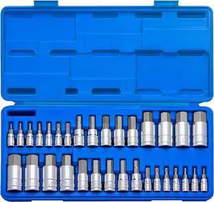 10288A Allen Hex Bit Socket Set, 32 Piece SAE and Metric Allen Socket Set, Allen Head Hex Key Socket Set Made with S2 Steel 10288A Allen Hex Bit Socket Set, 32 Piece SAE and Metric Allen Socket Set, Allen Head Hex Key Socket Set Made with S2 Steel