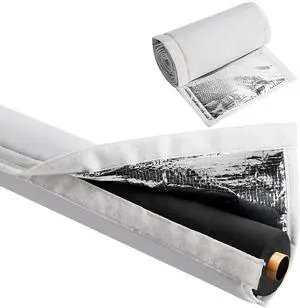 5-Layer HVAC Copper Pipe Insulation Cover, Outdoor AC Pipe Insulation Cover | 72" x10.2" 600D Oxford Flexible Copper Line Insulation Sleeve for Central Air Conditioning Mini Splits, White Gray 5-Layer HVAC Copper Pipe Insulation Cover, Outdoor AC Pipe Insulation Cover | 72" x10.2" 600D Oxford Flexible Copper Line Insulation Sleeve for Central Air Conditioning Mini Splits, White Gray