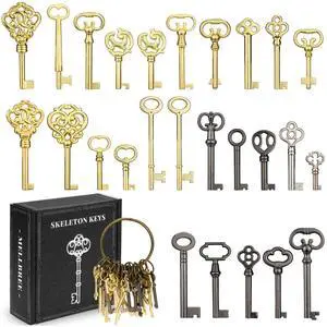 Skeleton Key Set for Old Doors Antique Furniture Universal 26-Pack | Universal hollow barrel skeleton keys; For vintage furniture/jewelry boxes/curio cabinets & locks Skeleton Key Set for Old Doors Antique Furniture Universal 26-Pack | Universal hollow barrel skeleton keys; For vintage furniture/jewelry boxes/curio cabinets & locks