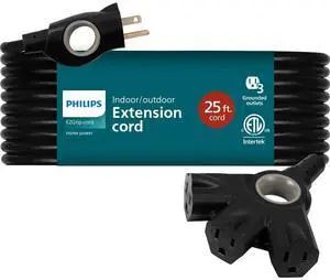 EZGrip Outdoor Extension Cord with Multiple Outlets, Grounded 3 Prong Cord, Long Extension Cord Indoor with Multiple Outlets, Heavy Duty Extension Cord, 25 Ft, 16 AWG, Black, SPC3253ZB/37-T1 EZGrip Outdoor Extension Cord with Multiple Outlets, Grounded 3 Prong Cord, Long Extension Cord Indoor with Multiple Outlets, Heavy Duty Extension Cord, 25 Ft, 16 AWG, Black, SPC3253ZB/37-T1
