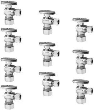 10PCS Angle Stop Valve 1/2" Nominal (5/8" OD) Compression x 3/8" OD | 1/4 Turn Water Shutoff Valve,Chrome Plated Brass,UPC Certified-VALVE119(10) 10PCS Angle Stop Valve 1/2" Nominal (5/8" OD) Compression x 3/8" OD | 1/4 Turn Water Shutoff Valve,Chrome Plated Brass,UPC Certified-VALVE119(10)