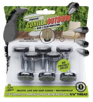 Gorilla Outdoor Adjustable Furniture Levelers (8 Pack) Weatherproof Screw in Leg Glides for Chairs, Tables, and Outdoor Furniture Feet, 1-1/8 Inch Berber Glide, 5/16-18 BSW Thread Gorilla Outdoor Adjustable Furniture Levelers (8 Pack) Weatherproof Screw in Leg Glides for Chairs, Tables, and Outdoor Furniture Feet, 1-1/8 Inch Berber Glide, 5/16-18 BSW Thread