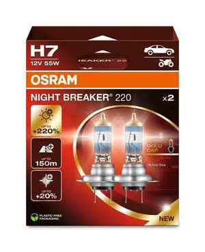 NIGHT BREAKER 220, H7, 220% Brighter Halogen Headlight Lamp, 64210NB220-2HB, Folding Box (2 Lamps) NIGHT BREAKER 220, H7, 220% Brighter Halogen Headlight Lamp, 64210NB220-2HB, Folding Box (2 Lamps)
