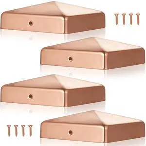 4 Pcs 4x4'' Solid Copper Post Caps Fence Pyramid Decking Caps with Screw for Metal Wood Cedar Fence Deck Corridors Mailbox Posts End Cover 4 Pcs 4x4'' Solid Copper Post Caps Fence Pyramid Decking Caps with Screw for Metal Wood Cedar Fence Deck Corridors Mailbox Posts End Cover