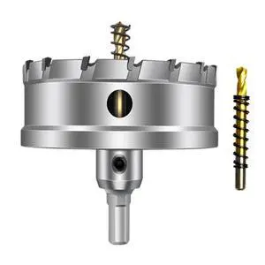 4'' Tungsten Carbide Tipped Hole Saw Drill Bit for Hard Metal Steel | 4'' T.C.T Hole Saw Cutter with 2pcs Titanium-Plated Pilot Drill bit for Metal, Stainless Steel, Iron, Wood, Plastic 4'' Tungsten Carbide Tipped Hole Saw Drill Bit for Hard Metal Steel | 4'' T.C.T Hole Saw Cutter with 2pcs Titanium-Plated Pilot Drill bit for Metal, Stainless Steel, Iron, Wood, Plastic