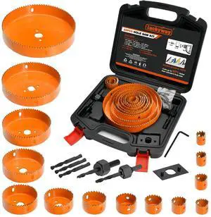 Hole Saw Kit Pro, 24PCS Hole Saw Set with 3/4"-6"(19-152mm) 14PCS Hole Saws, Double-Ground Teeth for Clean Cutting, Ideal for Soft Wood, Plywood, Drywall, PVC Hole Saw Kit Pro, 24PCS Hole Saw Set with 3/4"-6"(19-152mm) 14PCS Hole Saws, Double-Ground Teeth for Clean Cutting, Ideal for Soft Wood, Plywood, Drywall, PVC