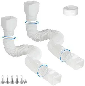 2 Pack Rain Gutter Downspout Extensions, Flexible Downspout Extender with 58"+68" Extendable Pipes for Rain Water Drainage, Durable Down Spout Drain Extension with Connector (White) 2 Pack Rain Gutter Downspout Extensions, Flexible Downspout Extender with 58"+68" Extendable Pipes for Rain Water Drainage, Durable Down Spout Drain Extension with Connector (White)