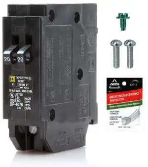 Genuine Square D HOMT2020 20/20 Amp Tandem Circuit Breaker Kit | UL Listed, Space Saver for Homeline Panel Box, Workshop, Garage, RV, 20A, 120V, 10kAIC, 20Amp, 1 Pole HOMT, 1 Pack Genuine Square D HOMT2020 20/20 Amp Tandem Circuit Breaker Kit | UL Listed, Space Saver for Homeline Panel Box, Workshop, Garage, RV, 20A, 120V, 10kAIC, 20Amp, 1 Pole HOMT, 1 Pack
