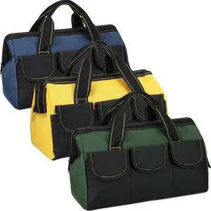 3 Pack Tool Bag for Men with Waterproof Hard Bottom, Heavy Duty Tool Bag Wide Mouth Tote for Various Instrument, Electrician Carpenter Mechanic(Blue, Yellow, Army Green,13 Inch,Classic) 3 Pack Tool Bag for Men with Waterproof Hard Bottom, Heavy Duty Tool Bag Wide Mouth Tote for Various Instrument, Electrician Carpenter Mechanic(Blue, Yellow, Army Green,13 Inch,Classic)