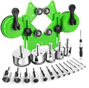 Diamond Hole Saw Kit, 18 PCS Tile Hole Saw Kit with Double Suction Cup Guide, 6-50 mm Dry/Wet Drill Bits Set for Ceramic, Glass, Porcelain, Marble, Granite Diamond Hole Saw Kit, 18 PCS Tile Hole Saw Kit with Double Suction Cup Guide, 6-50 mm Dry/Wet Drill Bits Set for Ceramic, Glass, Porcelain, Marble, Granite