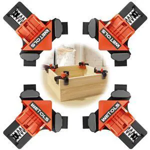 90 Degree Corner Clamp Set, 4 Pcs Adjustable Clamps for Woodworking | 4-Piece Set, 90° Corner Clamps, Fits 3/16"-3/4" Wood, Strong Spring, Easy One-Hand Operation, Durable Polyamide, Gift Box 90 Degree Corner Clamp Set, 4 Pcs Adjustable Clamps for Woodworking | 4-Piece Set, 90° Corner Clamps, Fits 3/16"-3/4" Wood, Strong Spring, Easy One-Hand Operation, Durable Polyamide, Gift Box
