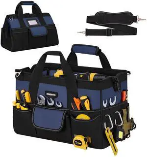 16-Inch Heavy Duty Tool Bag, 22 Pockets Empty Tool Box Organizer Storage, Soft Large Tote Toolbox Organization Portable Handle Carry Drill Toolbag for Handyman Home DIYer, Dad Men Gifts, Blue 16-Inch Heavy Duty Tool Bag, 22 Pockets Empty Tool Box Organizer Storage, Soft Large Tote Toolbox Organization Portable Handle Carry Drill Toolbag for Handyman Home DIYer, Dad Men Gifts, Blue