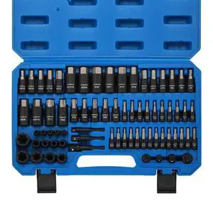 71-Piece Master Hex & Torx Bit Socket Set, 1/4" & 3/8" & 1/2" Drive, Metric/SAE Hex Bit Sockets, Star Bit Sockets (T6 - T70), E-Torx Sockets (E4 - E24), with Storage Case 71-Piece Master Hex & Torx Bit Socket Set, 1/4" & 3/8" & 1/2" Drive, Metric/SAE Hex Bit Sockets, Star Bit Sockets (T6 - T70), E-Torx Sockets (E4 - E24), with Storage Case