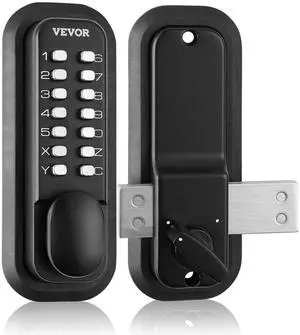 Mechanical Keyless Entry Door Lock, 14 Digit Keypad, Outdoor Gate Door Locks Set with Surface-Mounted Latch, Water-Proof Zinc Alloy, Keypad and Knob, Easy to Install, for Garden, Garage, Yard Mechanical Keyless Entry Door Lock, 14 Digit Keypad, Outdoor Gate Door Locks Set with Surface-Mounted Latch, Water-Proof Zinc Alloy, Keypad and Knob, Easy to Install, for Garden, Garage, Yard