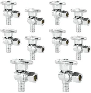10PC 1/2" PEX-B Crimp x 3/8" OD Compression Angle Stop Valve | 1/4 Turn Shut Off Valve,for Bathroom, ASTM F1807(VALVE076-10) 10PC 1/2" PEX-B Crimp x 3/8" OD Compression Angle Stop Valve | 1/4 Turn Shut Off Valve,for Bathroom, ASTM F1807(VALVE076-10)