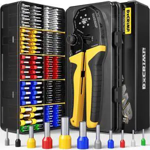 Hex Ferrule Crimping Tool Kit, AWG 24-4 (0.25-25mm²) Self-Adjusting Ratcheting Wire Crimper with 11-Type Terminal Assortment for 12V Automotive, Marine & Home Electrical Wiring Hex Ferrule Crimping Tool Kit, AWG 24-4 (0.25-25mm²) Self-Adjusting Ratcheting Wire Crimper with 11-Type Terminal Assortment for 12V Automotive, Marine & Home Electrical Wiring