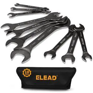10-Piece Super-Thin Open End Wrench Set, Metric 5.5-27mm, CR-V Nickel Plated, 3 mm Thickness for Tight Spaces, 5.5, 7, 8, 9, 10, 11, 12, 13, 14, 15, 16, 17, 18, 19, 20, 21, 22, 23, 24, 27mm 10-Piece Super-Thin Open End Wrench Set, Metric 5.5-27mm, CR-V Nickel Plated, 3 mm Thickness for Tight Spaces, 5.5, 7, 8, 9, 10, 11, 12, 13, 14, 15, 16, 17, 18, 19, 20, 21, 22, 23, 24, 27mm