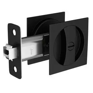 Matte Black Pocket Door Lock, Zinc Alloy Black Pocket Door Hardware(2-3/8" Backset), Pocket Door Handles Square Pocket Door Locks for Bathroom for Closet Door Lock- 1 Pack Matte Black Pocket Door Lock, Zinc Alloy Black Pocket Door Hardware(2-3/8" Backset), Pocket Door Handles Square Pocket Door Locks for Bathroom for Closet Door Lock- 1 Pack
