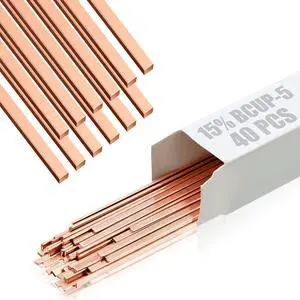 15% Silver Brazing Rods AWS BCuP-5 40 Sticks, Silver Solder Flat Welding Rods 0.050"x1/8"x10" for Air Conditioning, Refrigerator, Cold Storage & HVAC Units, Phos Copper Brazing Alloys 15% Silver Brazing Rods AWS BCuP-5 40 Sticks, Silver Solder Flat Welding Rods 0.050"x1/8"x10" for Air Conditioning, Refrigerator, Cold Storage & HVAC Units, Phos Copper Brazing Alloys