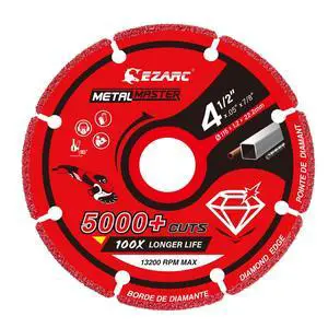 Diamond Cutting Wheel 4 1/2 x 7/8 Inch for Metal, Cut Off Wheel with 5000+ Cuts on Rebar, Steel, Iron and INOX Diamond Cutting Wheel 4 1/2 x 7/8 Inch for Metal, Cut Off Wheel with 5000+ Cuts on Rebar, Steel, Iron and INOX