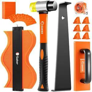Laminate Flooring Tools, 65-Piece Wood Flooring Installation Kit | 60 Flooring Spacers,Tapping Block with Handle, Pull Bar, 10Contour Gauge, Rubber Mallet, Tape Measure Laminate Flooring Tools, 65-Piece Wood Flooring Installation Kit | 60 Flooring Spacers,Tapping Block with Handle, Pull Bar, 10Contour Gauge, Rubber Mallet, Tape Measure