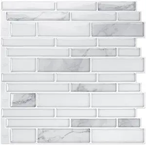 Stone Peel and Stick Backsplash, 10-Sheet, 12" x 12", White Marble | Lightweight, Self Adhesive, Moisture Resistant, Easy to DIY, Modern Style, for Kitchen, Bedroom, Ideal for New Home Buyers Stone Peel and Stick Backsplash, 10-Sheet, 12" x 12", White Marble | Lightweight, Self Adhesive, Moisture Resistant, Easy to DIY, Modern Style, for Kitchen, Bedroom, Ideal for New Home Buyers