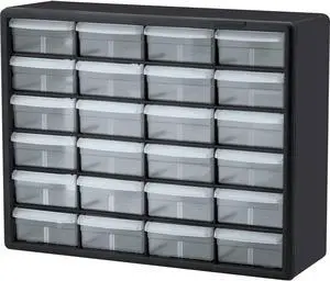 24-Drawer Plastic Storage Cabinet, 20" W x 6" D x 16" H, Black | Plastic Cabinet w/ Drawers for Garage Organization, Beads, Building Bricks Storage, Teacher Toolbox, Makeup Organizer, 10124 24-Drawer Plastic Storage Cabinet, 20" W x 6" D x 16" H, Black | Plastic Cabinet w/ Drawers for Garage Organization, Beads, Building Bricks Storage, Teacher Toolbox, Makeup Organizer, 10124