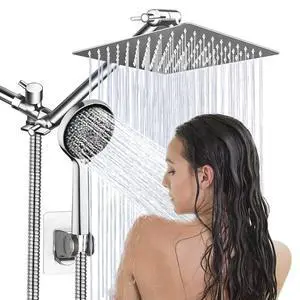 Shower Head,8Rain Shower Head with Handheld Spray Combo with 11'' Angle Adjustable Extension Arm/Flow Regulator/Shower System,High Pressure Rainfall Shower Head Bathroom,Chrome Shower Head,8Rain Shower Head with Handheld Spray Combo with 11'' Angle Adjustable Extension Arm/Flow Regulator/Shower System,High Pressure Rainfall Shower Head Bathroom,Chrome