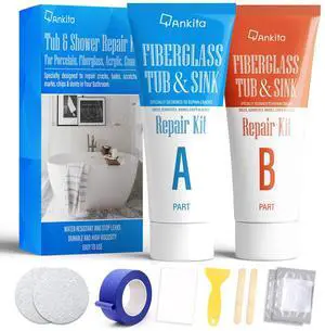 Tub Repair Kit White, Bathtub Repair Kit for Enamel, Fiberglass, Acrylic | For Chips, Cracks, Scratches, Holes & Rust on Porcelain, Patch & Repairs Cast Iron Tubs, Toilet, Sink, Shower Pan in Bathroom Tub Repair Kit White, Bathtub Repair Kit for Enamel, Fiberglass, Acrylic | For Chips, Cracks, Scratches, Holes & Rust on Porcelain, Patch & Repairs Cast Iron Tubs, Toilet, Sink, Shower Pan in Bathroom