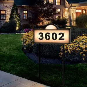 Solar Address Signs for Yard, Solar Powered Address Sign with Warm White & Cold White, IP65 Waterproof Solar House Numbers for Outside, LED Illuminated Plaques Wall Mounted & In Ground Solar Address Signs for Yard, Solar Powered Address Sign with Warm White & Cold White, IP65 Waterproof Solar House Numbers for Outside, LED Illuminated Plaques Wall Mounted & In Ground