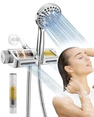 Filtered Shower Head with Handheld Combo - Dual 2-in-1 Spa System with Massage Shower and 10 Modes Hand Held Shower High Pressure with Built in Power Wash Mode (Chrome) Filtered Shower Head with Handheld Combo - Dual 2-in-1 Spa System with Massage Shower and 10 Modes Hand Held Shower High Pressure with Built in Power Wash Mode (Chrome)