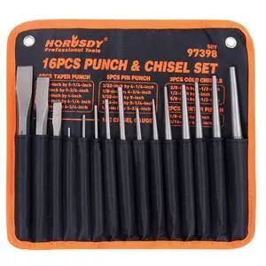 16-Piece Punch and Chisel Set, Including Taper, Cold Chisels, Pin, Center 16-Piece Punch and Chisel Set, Including Taper, Cold Chisels, Pin, Center