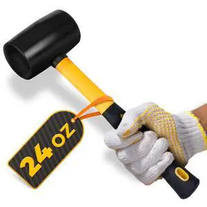 24 oz Rubber Mallet Hammer, Ergonomic Non-Slip Grip, 13 Inch (Black) | Anti-Vibration Soft Face Head for Woodworking, Flooring, Tiling, Landscaping, Camping Stakes, Furniture Assembly, and Repairs 24 oz Rubber Mallet Hammer, Ergonomic Non-Slip Grip, 13 Inch (Black) | Anti-Vibration Soft Face Head for Woodworking, Flooring, Tiling, Landscaping, Camping Stakes, Furniture Assembly, and Repairs