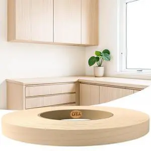 Birch 3/4 in x 50 ft Roll Pre-Glued Iron On Wood Veneer Tape Wood Veneer Edge Banding Tape with Hot Melt Adhesive, Smooth Sanded Finish Ideal for Furniture & DIY, Made in USA Birch 3/4 in x 50 ft Roll Pre-Glued Iron On Wood Veneer Tape Wood Veneer Edge Banding Tape with Hot Melt Adhesive, Smooth Sanded Finish Ideal for Furniture & DIY, Made in USA