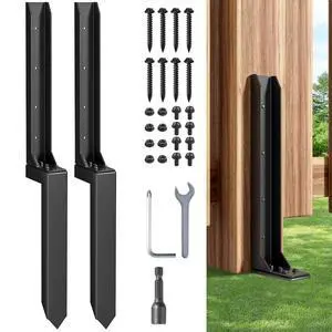 Fence Post Repair Kit (Separation 16.9+17.9",2 pcs) | Heavy Duty Steel Fence Post Anchor Ground Spike ,Quick Fix Broken/Leaning Wood Posts with,and Fixed Fence Posts Fence Post Repair Kit (Separation 16.9+17.9",2 pcs) | Heavy Duty Steel Fence Post Anchor Ground Spike ,Quick Fix Broken/Leaning Wood Posts with,and Fixed Fence Posts