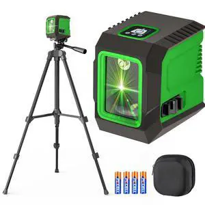 Laser Level with 50 Tripod, 360° Self Leveling Cross Line Laser Level, Green Beam Horizontal and Vertical Line Leveler Tool for Hanging Pictures, Home Renovation with 4 AA Batteries & Carry Pouch Laser Level with 50 Tripod, 360° Self Leveling Cross Line Laser Level, Green Beam Horizontal and Vertical Line Leveler Tool for Hanging Pictures, Home Renovation with 4 AA Batteries & Carry Pouch