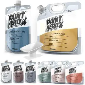 Paint Hero 8 Pack Paint Storage Bags - Airtight Refillable Quart and Gallon Pouches with Funnel Paint Hero 8 Pack Paint Storage Bags - Airtight Refillable Quart and Gallon Pouches with Funnel