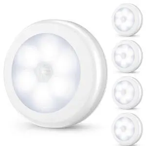 4 Pack Motion Sensor LED Night Light, Cordless Battery-Powered Stick-on Magnet Closet Lights, Safe Lights for Stairs, Cabinet, Cool White 4 Pack Motion Sensor LED Night Light, Cordless Battery-Powered Stick-on Magnet Closet Lights, Safe Lights for Stairs, Cabinet, Cool White