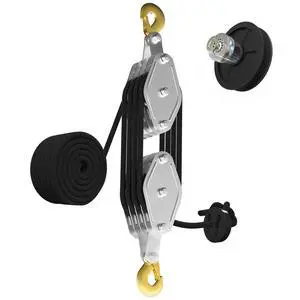 Rope Hoist Pulley System, 4400LB Pulley Block and Tackle, 8:1 Ratio Lifting Power 65ft, Heavy Duty Pulley Block for Hunting Lifting Heavy Objects Garage Warehouses Building Rope Hoist Pulley System, 4400LB Pulley Block and Tackle, 8:1 Ratio Lifting Power 65ft, Heavy Duty Pulley Block for Hunting Lifting Heavy Objects Garage Warehouses Building