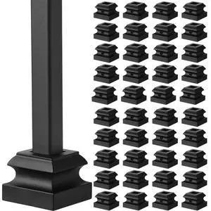 48 Pcs Iron Baluster Shoes Stair Flat Shoe with Screw for 1/2 Inch Square Scroll Basket Twist Knuckle Staircase Balusters Metal Spindle Railing, Satin Black 48 Pcs Iron Baluster Shoes Stair Flat Shoe with Screw for 1/2 Inch Square Scroll Basket Twist Knuckle Staircase Balusters Metal Spindle Railing, Satin Black