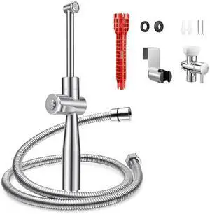 Handheld Bidet Sprayer for Toilet, Leak-Proof Stainless Steel Bidet Attachment for Toilet, Adjustable Spray Angle & Water Pressure, Toilet Sprayer for Personal Care, Postpartum (Silver) Handheld Bidet Sprayer for Toilet, Leak-Proof Stainless Steel Bidet Attachment for Toilet, Adjustable Spray Angle & Water Pressure, Toilet Sprayer for Personal Care, Postpartum (Silver)