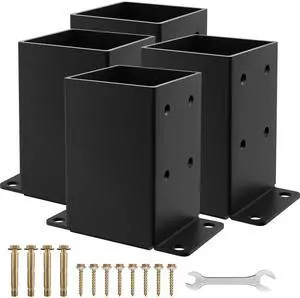 4x4 Post Base, Inner Size 3.5x3.5 Inch Fence Post Anchor(4PCS) | Rust-Proof, 13 Gauge, Heavy Duty Solid Steel Black Powder-Coated Railing Post Brackets, for Support Deck, Pergola 4x4 Post Base, Inner Size 3.5x3.5 Inch Fence Post Anchor(4PCS) | Rust-Proof, 13 Gauge, Heavy Duty Solid Steel Black Powder-Coated Railing Post Brackets, for Support Deck, Pergola
