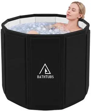Portable Bathtub for Adults, Foldable Bathtub (31.5"L x 26")Without Installation with Bottom Cotton Clip, Cold Plunge Tub Suitable for Bathing, Space-Saving (Black, L) Portable Bathtub for Adults, Foldable Bathtub (31.5"L x 26")Without Installation with Bottom Cotton Clip, Cold Plunge Tub Suitable for Bathing, Space-Saving (Black, L)