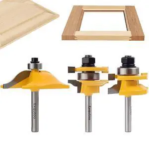 3PCS 1/4" Shank Router Bit Set,Raised Panel Cabinet Door Making Router Bits | Cemented Carbide Router Bits, Woodworking Tools Router Door & Window Bits (Tenon Joint Cutter Diameter: 1-5/8") 3PCS 1/4" Shank Router Bit Set,Raised Panel Cabinet Door Making Router Bits | Cemented Carbide Router Bits, Woodworking Tools Router Door & Window Bits (Tenon Joint Cutter Diameter: 1-5/8")