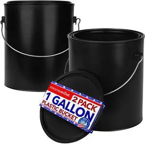 All-Plastic Paint Can (2 Pack) - Gallon Bucket with Metal Handle - Small Bucket with Airtight Seal - Rust Proof Plastic Paint Container with Lid - Reusable Paint Storage Container All-Plastic Paint Can (2 Pack) - Gallon Bucket with Metal Handle - Small Bucket with Airtight Seal - Rust Proof Plastic Paint Container with Lid - Reusable Paint Storage Container