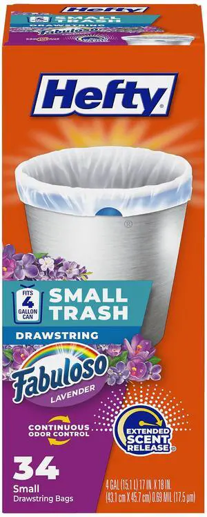 4 Gallon Small Trash Bags, White, Lavender Scent, 34ct 4 Gallon Small Trash Bags, White, Lavender Scent, 34ct