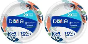 Large 10-inch paper plates2x stronger*, microwave-safe, leak-resistant, and cut-resistant; disposable plates suitable for everyday breakfast, lunch, and dinner; 54-count (2 packs). Large 10-inch paper plates2x stronger*, microwave-safe, leak-resistant, and cut-resistant; disposable plates suitable for everyday breakfast, lunch, and dinner; 54-count (2 packs).