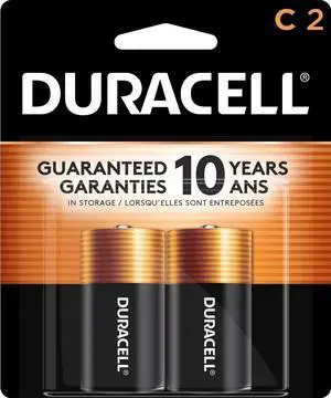 C-size batteries, 2-pack, 10-year shelf life, long-lasting durability. C-size batteries, 2-pack, 10-year shelf life, long-lasting durability.